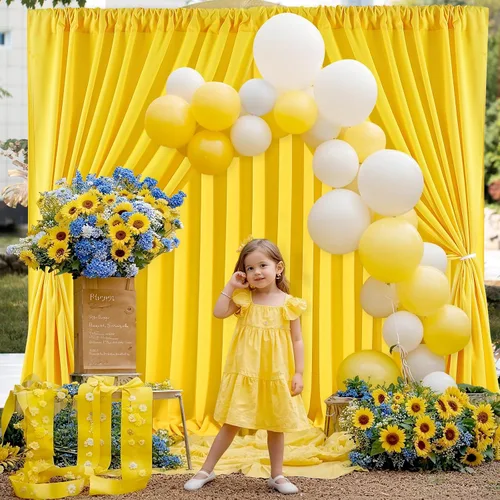 Miniatura 38 de Cortinas de Telón de Fondo Blanco de 2 Paneles 5 x 1,5 m de Poliéster, Telón de Fondo para Fotografía, Cortinas para Decoración de Fondo de Boda
