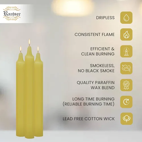 Miniatura 3 de Raajsee Mini velas cónicas sin perfume amarillas 4 pulgadas (H) velas para cena Sin humo y sin goteo Cera de parafina con mechas de algodón