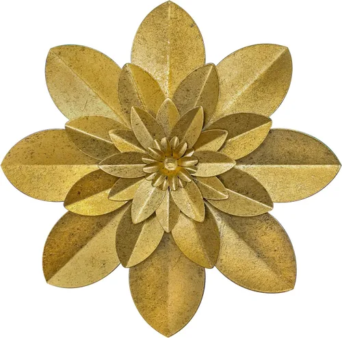Miniatura 7 de Decoración artística de pared de flores de metal azul, escultura floral rústica moderna de 9.5 pulgadas, decoración desgastada para colgar