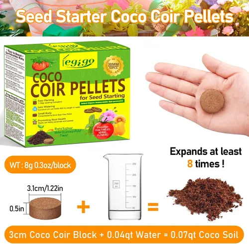 Miniatura 2 de Legigo 50 Pz 30mm de Fibra de Coco en Pellets para Mezcla de Suelo de Inicio de Semillas - Pods de Suelo de Fibra de Coco Orgánico para Plántulas
