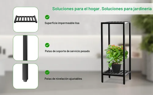 Miniatura 6 de Zhongma Soporte para Plantas de Interior y Exterior de 2 Niveles de 30" de Alto, 12 L x 12 W x 30 H pulgadas, Soporte de Flores de Metal Cuadrado