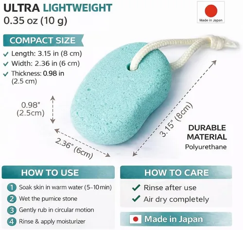 Miniatura 6 de Piedra pómez para pies, cuerpo, manos [fabricada en Japón] mezcla de turmalina para un acabado extra fino y liso, limpiador de piedra pómez suave