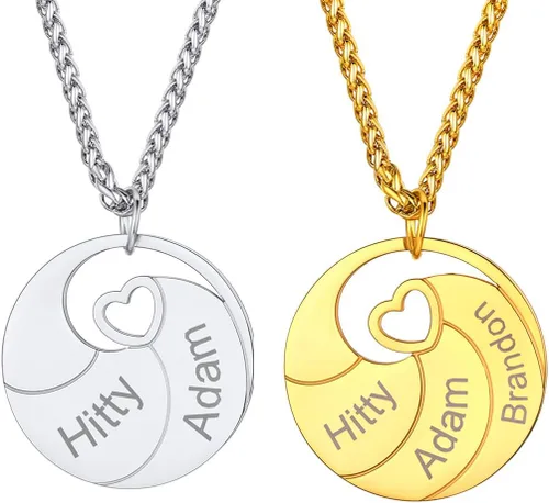 U7 Collar para madre con grabado personalizado con nombre 234567 collar con piedra natal para mujeres y niñas, colgante para mamá, abuela, esposa