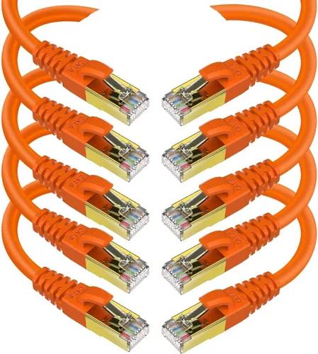 Cable Ethernet CAT 8 blindado SFTP para red de Internet, cables LAN de alta velocidad resistentes con conector RJ45 chapado en oro, profesional para