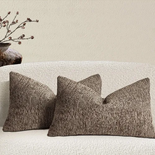 Miniatura 16 de Juego de 2 fundas de almohada decorativas de tela de felpilla con textura para sofá, estilo rústico retro de mediados de siglo, 18 x 18 pulgadas