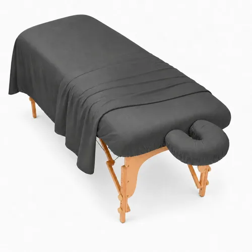 Juego de sábanas de microfibra para mesa de spa de masaje, 3 piezas, resistente a las arrugas, incluye sábana plana, sábana bajera y funda para Gris