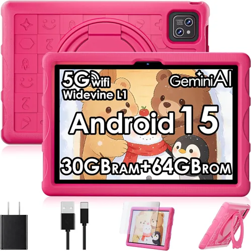 Miniatura 8 de Tablet Android 15 2026, tableta de 10.1 pulgadas con funda a prueba de caídas, 30 GB (8 + 22 GB) RAM+64 GBROM/1 TB expandir, 800 x 1280HD, pantalla