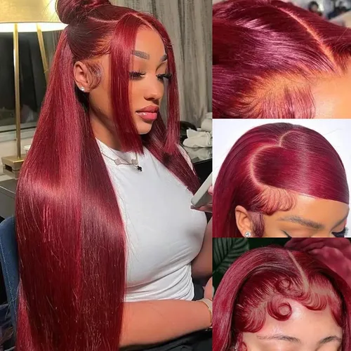 Miniatura 16 de tobasew Pelucas de cabello humano lacio con encaje frontal transparente HD de 13 x 6 pulgadas, densidad 200, pelucas de cabello humano para mujeres