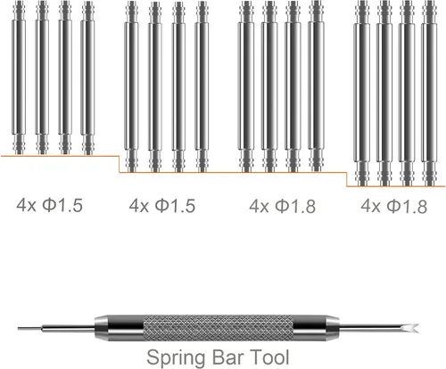 Miniatura 2 de Vellsar Watch Band Pins Tool Kit, 12-26mm Heavy Duty Watch Spring Bars with Removal Tool