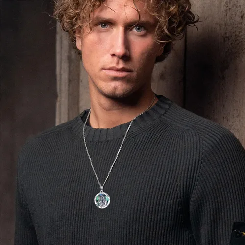 Miniatura 20 de CEKAMA - Collar de plata de ley 925 con dije de amuleto para hombres y mujeres, con cadena de 0.098 in, 22 pulgadas + 2 pulgadas