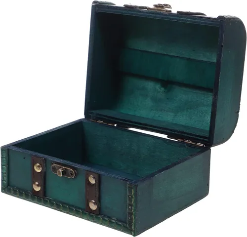 Garneck Caja decorativa de madera, caja de cofre del tesoro vintage con cerradura y correas de cuero, caja de almacenamiento de madera hecha a mano,