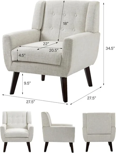 Miniatura 2 de Silla decorativa, sillas de tela moderna de mediados de siglo con brazos para sala de estar, cómodo sillón tapizado para dormitorio, sala de espera