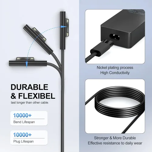 Miniatura 5 de YURCIPWE Cargador Surface Pro de 65 W, Surface Laptop Charger compatible con Microsoft Surface Pro 11/10/9/8/7+/7/6/5/4/X, Surface Laptop 7/6/5/4