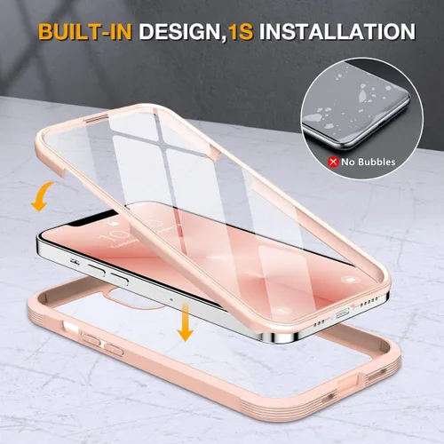 Miniatura 3 de Miracase Funda de vidrio para iPhone 13 Pro Max de 6.7 pulgadas, funda transparente de cuerpo completo con protector de pantalla de vidrio templado