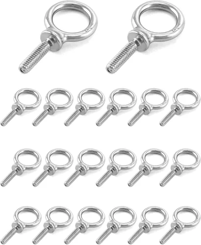 Miniatura 10 de QWORK Perno de ojo, paquete de 10 pernos roscados de acero inoxidable de grado marino UNC de 3/8" x 1-1/4