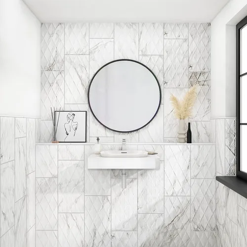 Miniatura 7 de Daltile Perpetuo - Moldura redondeada de porcelana con aspecto de mármol de porcelana de 3 x 24 pulgadas en gris eterno pulido (se vende por pieza)