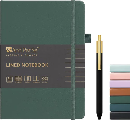 Miniatura 33 de &And Per Se Juego de diario y bolígrafo forrados, cuaderno A5 de tapa dura de cuero con bolígrafo y juego de papelería, 160 páginas de 3.53 oz/m²