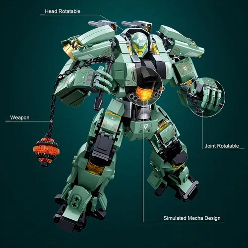 Miniatura 3 de HIGH GODO Conjunto de Bloques de Construcción de Robot Mech Transformable, Destruye Guerrero de la Ciudad Modelo de Acción Mech Kit de Construcción