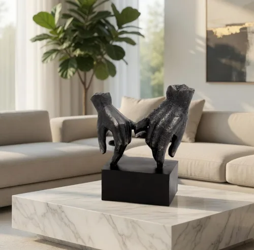 Miniatura 4 de Bellaa Estatuas de mano Pinky Promise Gesture Sign Gift Modern Contemporary Affection Bond Marriage Lover Best Friend Forever Escultura de resina