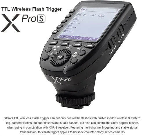 Miniatura 3 de Godox Transmisor de disparador de flash inalámbrico - XPro-S compatible con cámaras Sony, sincronización de alta velocidad TTL 2.4G, ID inalámbrico