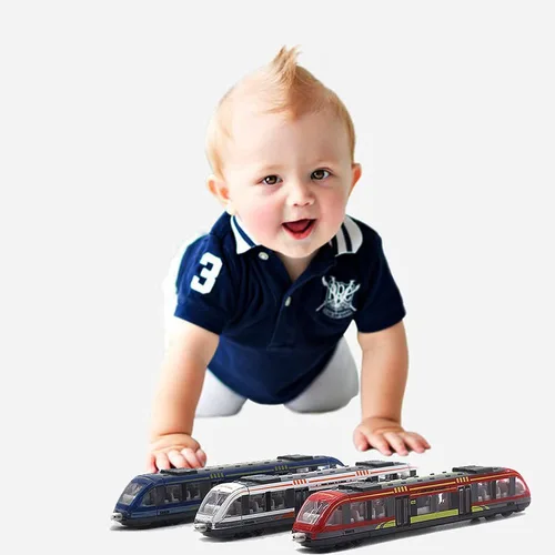 Miniatura 5 de OTONOPI Juego de tren de juguete de alta velocidad, motor de locomotora a presión a presión, modelo de automóvil, deslizante, tren de bala de metro