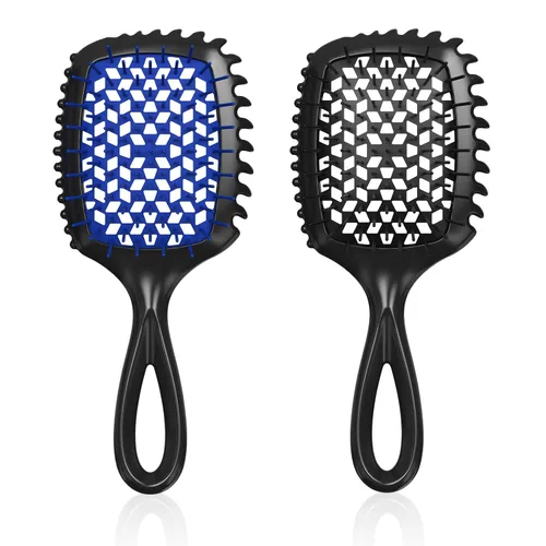 Cepillo desenredante – Paquete de 2 cepillos ventilados para cabello húmedo y seco – Cepillo desenredante fácil y sin dolor que reduce los nudos y