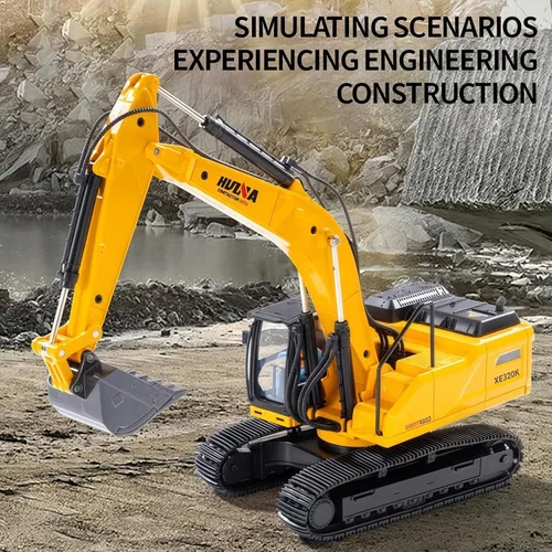 Miniatura 2 de Excavadora grande para vehículos de construcción, excavadora hidráulica de aleación resistente, escala 1:35, camión de juguete para niños de 8, 9