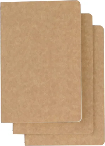 TWONE Paquete de 3 cuadernos de viaje para viajeros o escuela, tapa blanda marrón kraft, 5.5 x 8.25 pulgadas, 96 páginas a rayas/48 hojas