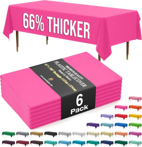 Miniatura 19 de Exquisite 66% Thicker Premium Plastic Table Cloth Rectangle Table Cover 0.5 Mil 6 Pack Aqua Table Cloth 54 Inch x 108 Inch Disposable Tablecloth