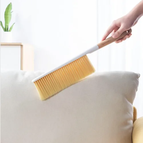Miniatura 6 de Cepillos de limpieza de escobas de mano, cepillo suave para plumero de muebles con mango de madera largo, herramienta de polvo para el hogar