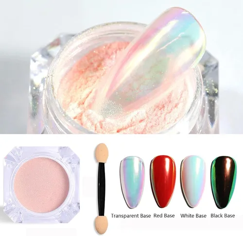 Miniatura 2 de Brillo holográfico para uñas, arco iris, neón, cromado, efecto de polvo de uñas, decoración de escamas, punta de polvo de uñas cromada, accesorios