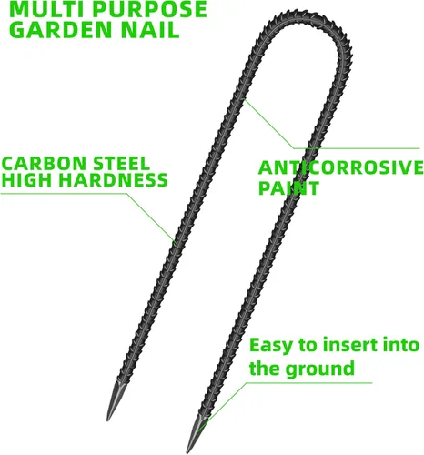 Miniatura 3 de 10 estacas de acero galvanizado en forma de U de 16 pulgadas, anclajes de tierra resistentes para tiendas de campaña, kits de posición, cercas