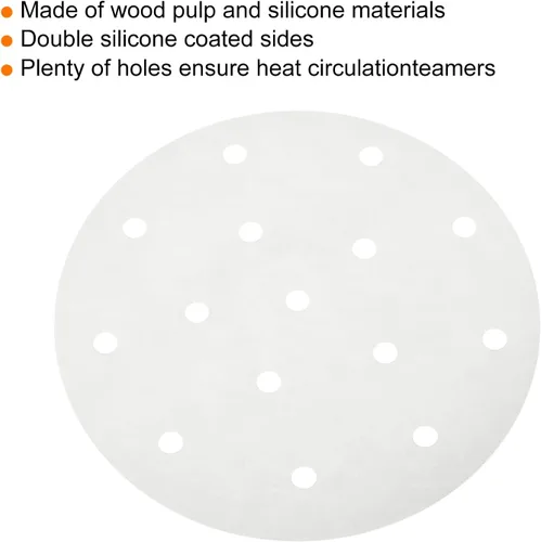 Miniatura 4 de uxcell 100 piezas de papel pergamino para freidora de aire, forro redondo de 6 pulgadas, papel de hornear antiadherente para freidoras de aire