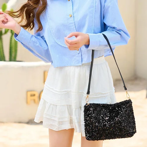 Miniatura 6 de Bolso de noche para mujer, bolso cruzado de noche con lentejuelas, elegante bolso de mano con purpurina para mujer, boda, graduación, fiesta