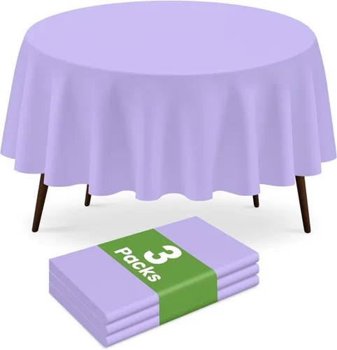 Miniatura 46 de Paquete de 2 manteles redondos desechables color azul oscuro, manteles de plástico para fiestas, 84 x 84 pulgadas, impermeable, para campamento