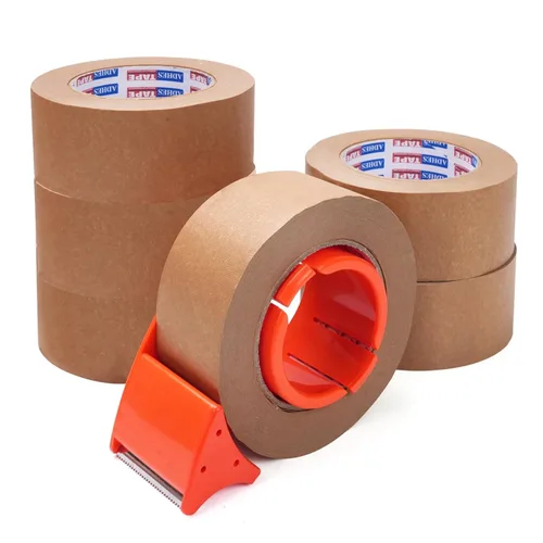 Miniatura 8 de ADHES - Cinta de papel kraft con dispensador, 2 pulgadas x 55 yardas x 3 rollos - Cinta de embalaje marrón ecológica, adhesivo fuerte, dispensador