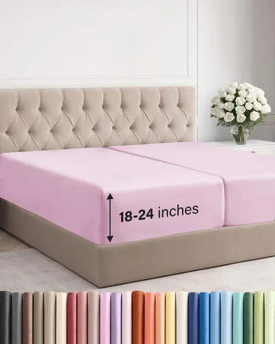 Miniatura 125 de Sábana bajera ajustable extra profunda tamaño completo – Sábana bajera individual de lujo para hotel únicamente – Se adapta fácilmente a colchones