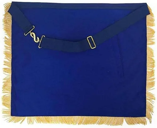Miniatura 3 de Delantal azul marino Master Mason Square G & Pillars Francmasons Gold Fringe, Azul y blanco.