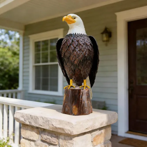 Miniatura 3 de Estatua Chisheen de águila calva de metal para exteriores, arte de jardín, escultura para patio, sala de estar y decoración de jardín