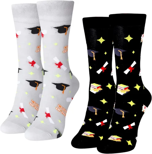 2 pares de calcetines de clase de 2022, regalo de graduación novedoso para mujeres y hombres, graduados, unisex, felicitaciones, graduados,