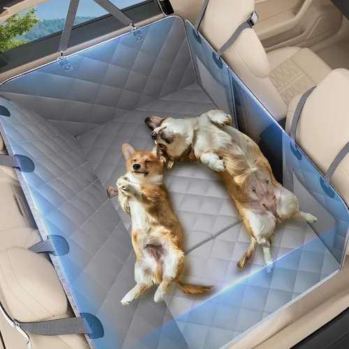 Miniatura 13 de Extensor de asiento trasero para perros, funda de asiento de coche de fondo duro para asiento trasero, hamaca impermeable para perro, plataforma