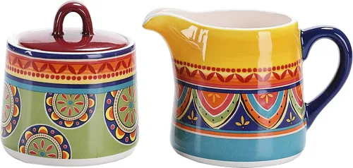 Miniatura 8 de Bico Blue Garden Toile De Jouy - Juego de azucarero y cremera de cerámica, azucarero con tapa, lindo recipiente para barra de café, accesorios