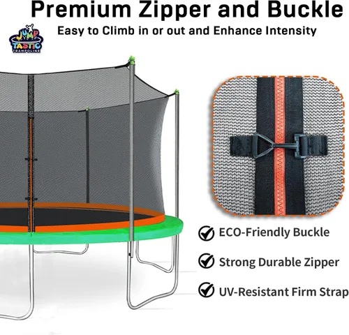 Miniatura 6 de Jump Tastic Trampoline Red de repuesto con 6 tapas de poste, red redonda de seguridad de 12 a 15 pies, resistente a los rayos UV, resistente a