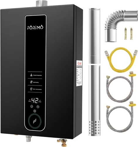 Calentador de agua sin depósito de gas natural, 4.21GPM 16L para interiores, calentador de agua de propano constante, calentador de agua de gas