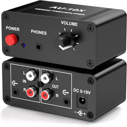 Preamplificador de fono, mini preamplificador de audio estéreo, amplificador de auriculares, preamplificador de fonógrafo para preamplificador de