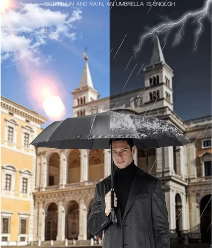 Miniatura 6 de erised's bifrost Paraguas de golf compacto plegable extra grande a prueba de viento de 54 pulgadas de apertura y cierre automático, sombrilla