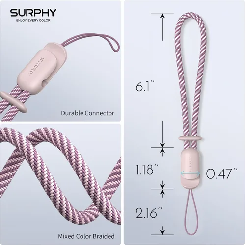 Miniatura 8 de SURPHY Paquete de 2 cordones de teléfono para funda de teléfono celular, correa de muñeca para teléfono para funda, correa de teléfono celular