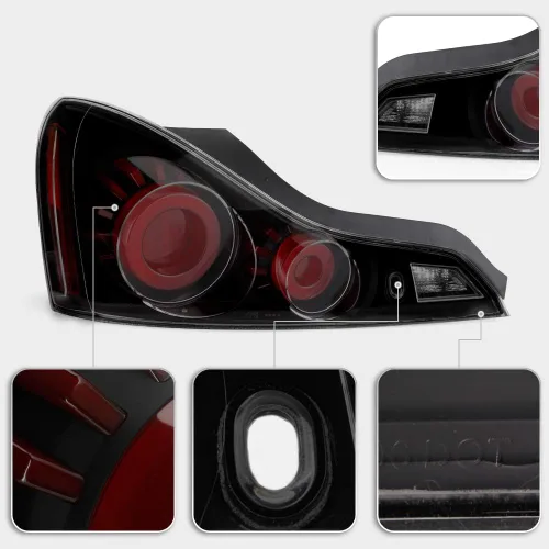 Miniatura 4 de ACANII - Para 2008-2013 Infiniti G37 / 14-15 Q60 Coupé carcasa negra lente ahumada 3D LED tubo luces traseras luces montaje
