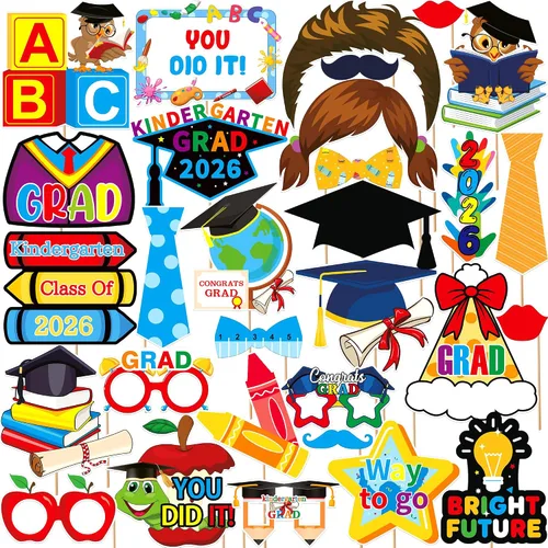 KatchOn, Accesorios para fotos de graduación de jardín de infantes – Paquete de 30 | Accesorios de cabina de fotos de graduación de jardín de