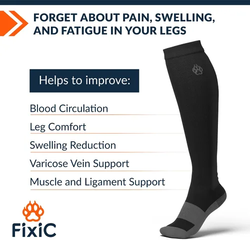 Miniatura 3 de Fixic Calcetines de compresión para hombres y mujeres, 3 pares, S-M (5-8), 15-20 mmHg, medias de compresión para mujeres y hombres, calcetines
